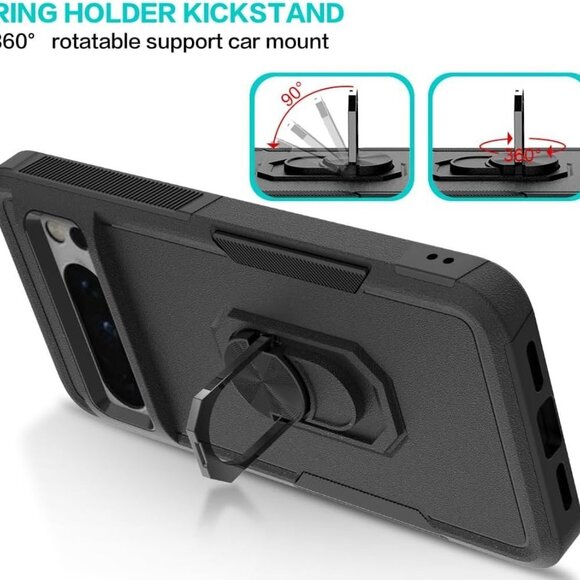 Google Pixel 8 Pro Case, Slim Lightweight 360° Rotatable Ring Holder Kickstand - Picture 3 of 6